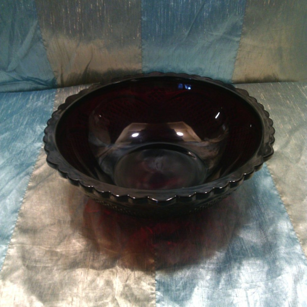 Avon Cape Cod Pattern Deep Red Serving Bowl